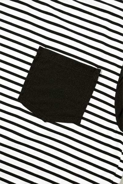 Striped Round Neck Cap Sleeve Top - Trendsi - Flyclothing LLC