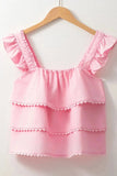 Tiered Heart Trim Square Neck Top - Trendsi