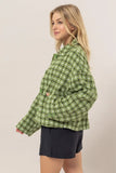 HYFVE Tweed Plaid Button Up Collared Neck Jacket - Trendsi