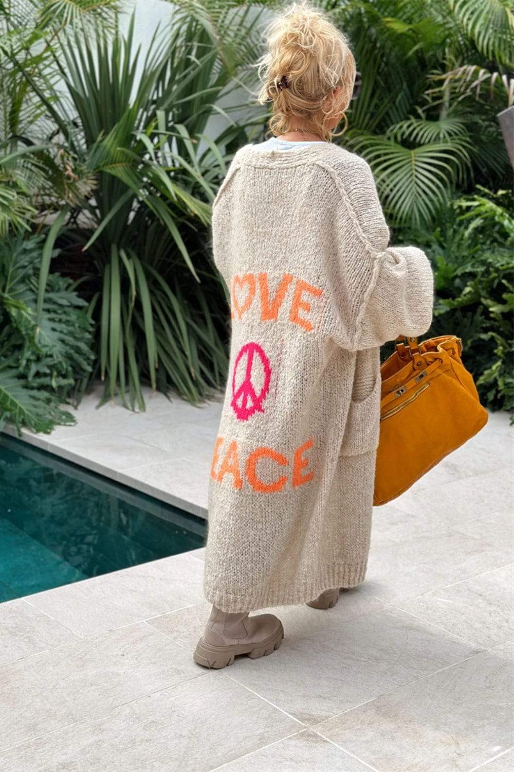 Letter Dropped Shoulder Long Sleeve Cardigan - Trendsi - Flyclothing LLC