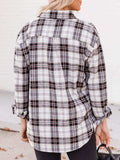 Plaid Collared Neck Long Sleeve Shirt - Trendsi - Flyclothing LLC