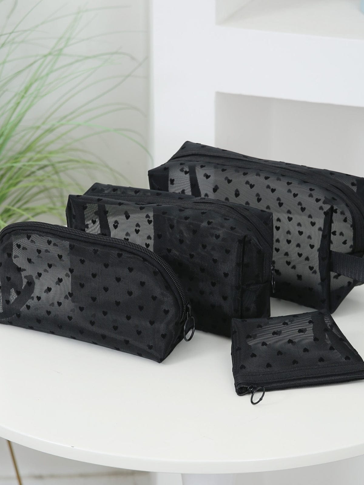 4- Piece Heart Polyester Storage Bag - Trendsi