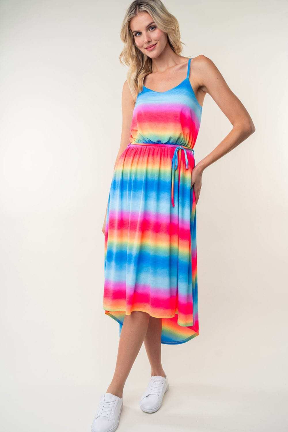 White Birch Full Size Ombre Striped Midi Cami Dress - Trendsi - Flyclothing LLC
