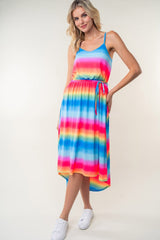 White Birch Full Size Ombre Striped Midi Cami Dress Trendsi