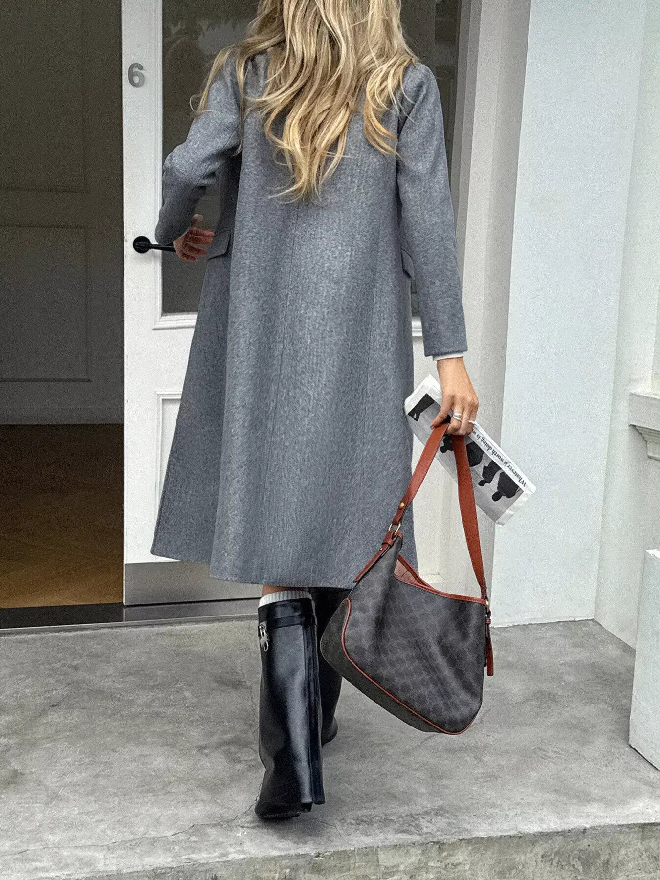 Double-Breasted Wool Blend Overcoat - Trendsi - Flyclothing LLC