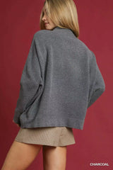 Umgee V-Neck Sweater with Wide Trim Detail - Trendsi - Flyclothing LLC