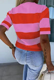 Color Block Round Neck Half Sleeve Top - Trendsi