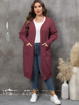 Plus Size Long Sleeve Pocketed Cardigan - Trendsi - Flyclothing LLC