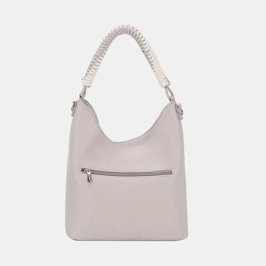 David Jones Woven Handle PU Leather Handbag - Trendsi - Flyclothing LLC