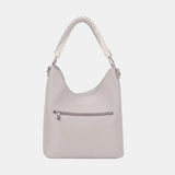 David Jones Woven Handle PU Leather Handbag - Trendsi