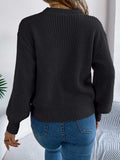 LOVE Heart Round Neck Dropped Shoulder Sweater - Trendsi - Flyclothing LLC