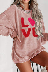 Valentine’s Day LOVE Round Neck Long Sleeve Sweatshirt - Trendsi - Flyclothing LLC
