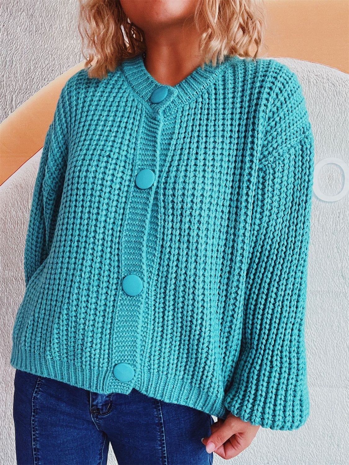 Button Up Long Sleeve Cardigan - Trendsi