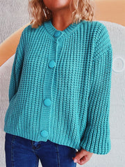 Button Up Long Sleeve Cardigan - Trendsi