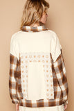 POL Plaid & Star Patchwork Contrast Long Sleeve Shacket - Trendsi