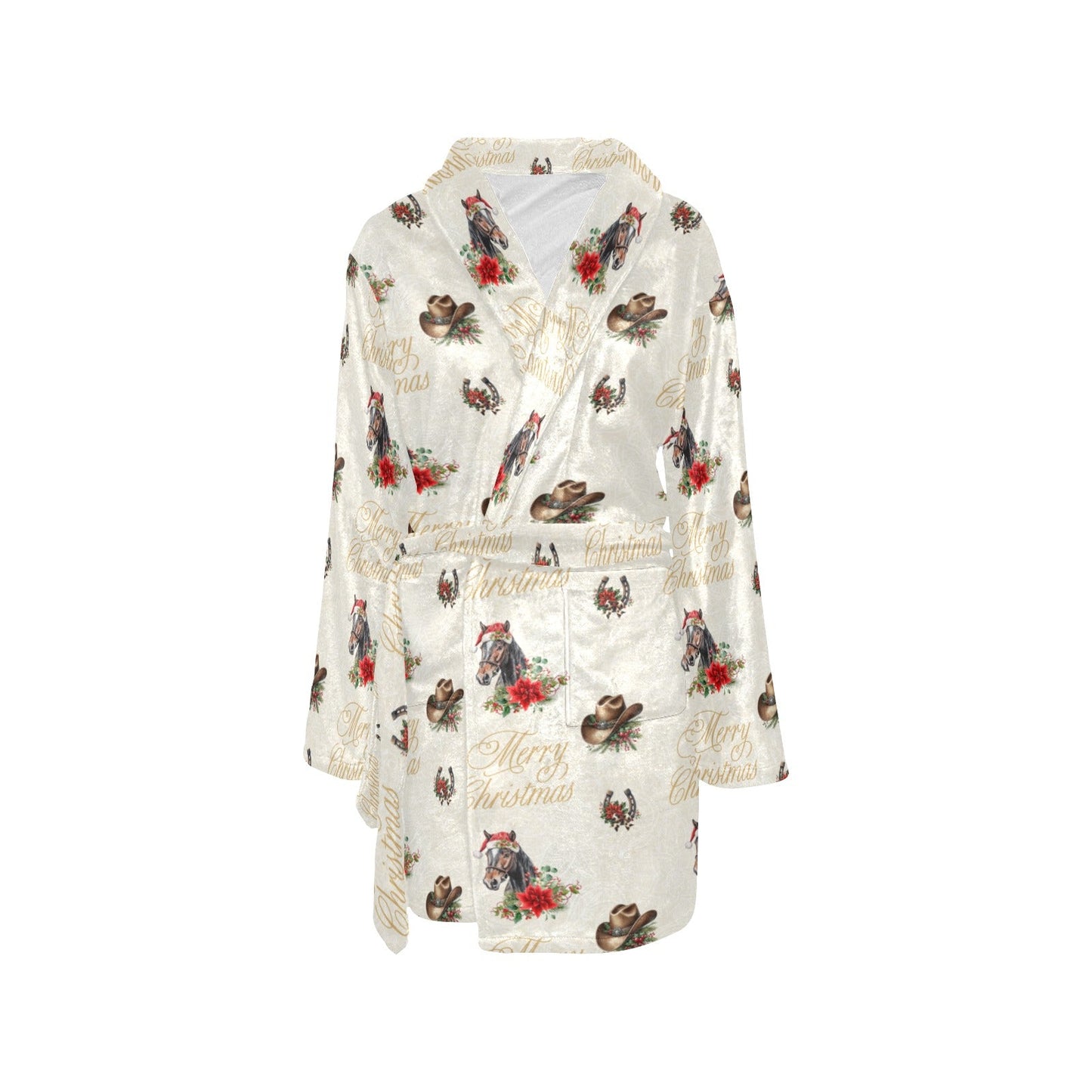 Baha Ranch Christmas Horses Western Fleece Bathrobe