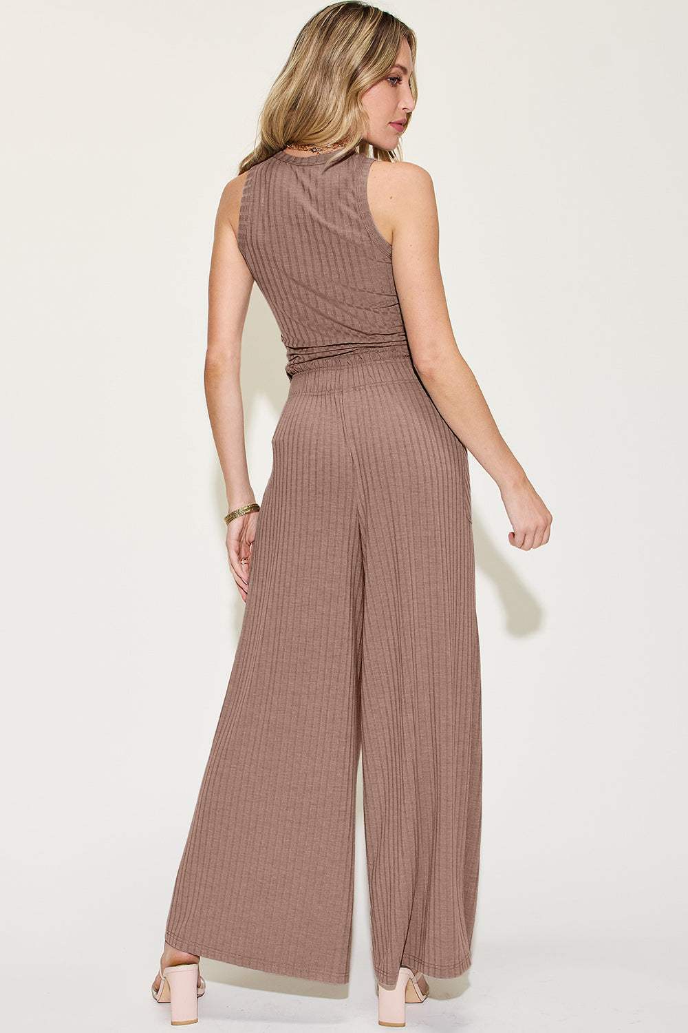 Basic Bae Full Size Ribbed Tank and Wide Leg Pants Set - Trendsi - Flyclothing LLC