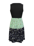 Printed Round Neck Sleeveless Dress - Trendsi