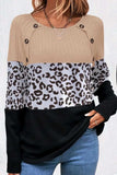 Leopard Round Neck Long Sleeve Top - Trendsi - Flyclothing LLC