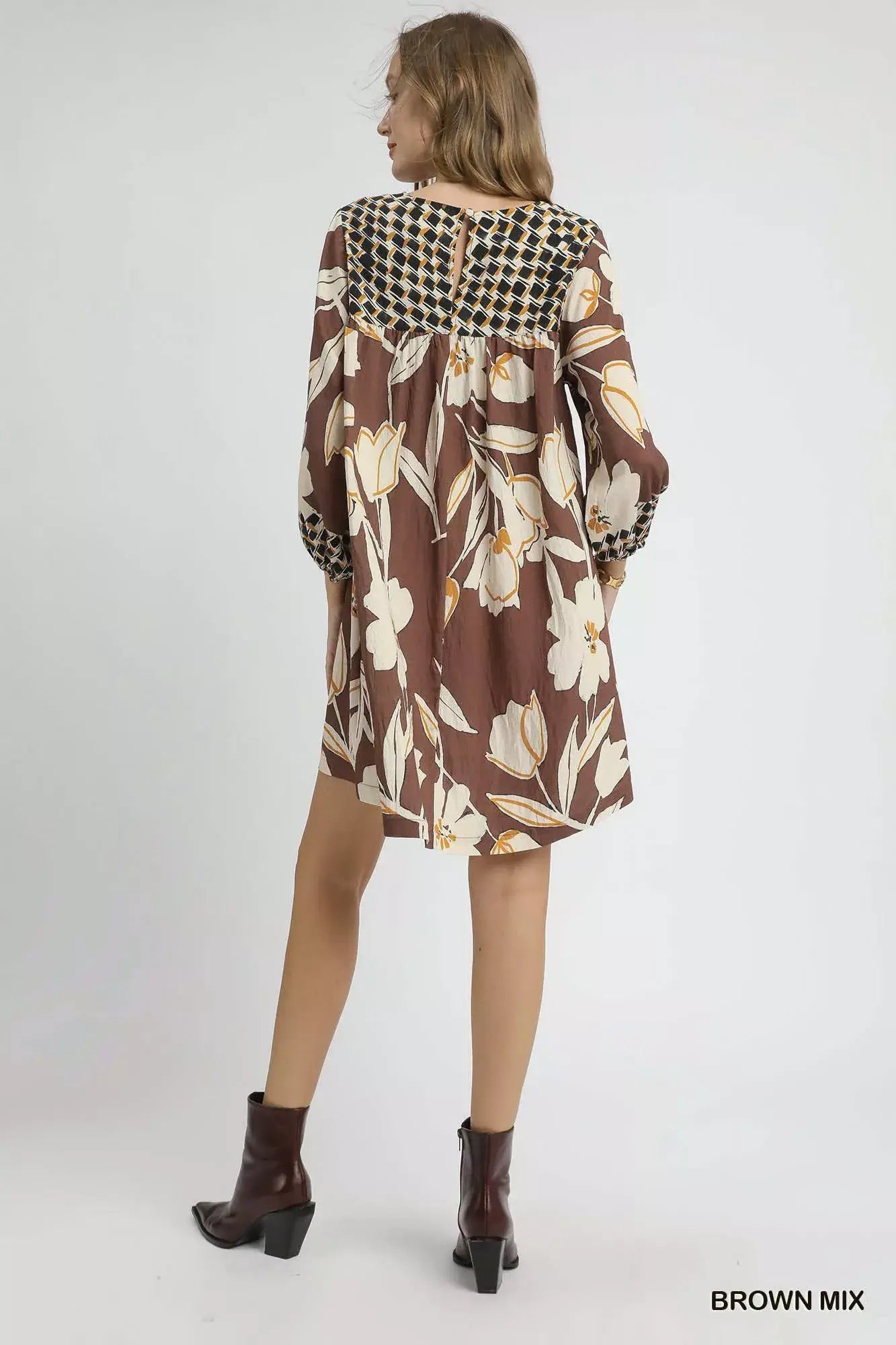 Umgee Floral High-Low Babydoll Dress - Trendsi - Flyclothing LLC