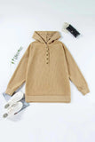 Half Snap Long Sleeve Dropped Shoulder Hoodie - Trendsi - Flyclothing LLC