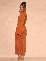 Openwork Square Neck Flare Sleeve Cover-Up Dress - Trendsi - Flyclothing LLC
