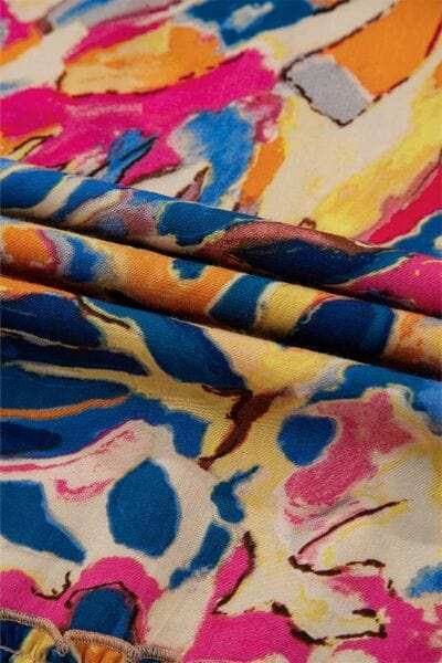 Printed Flare Sleeve Ruffled Hem Dress - Trendsi - Flyclothing LLC