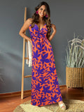 Twisted Printed V-Neck Cami Dress Trendsi