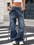 Wide Leg Cargo Jeans - Trendsi - Flyclothing LLC