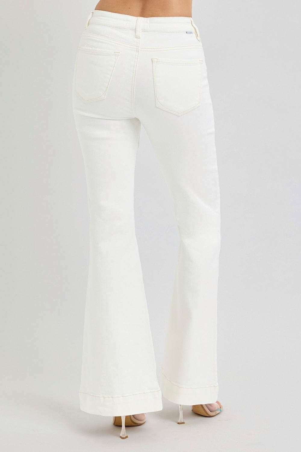 RISEN Full Size High Rise Front Patch Pocket Flare Jeans - Trendsi - Flyclothing LLC