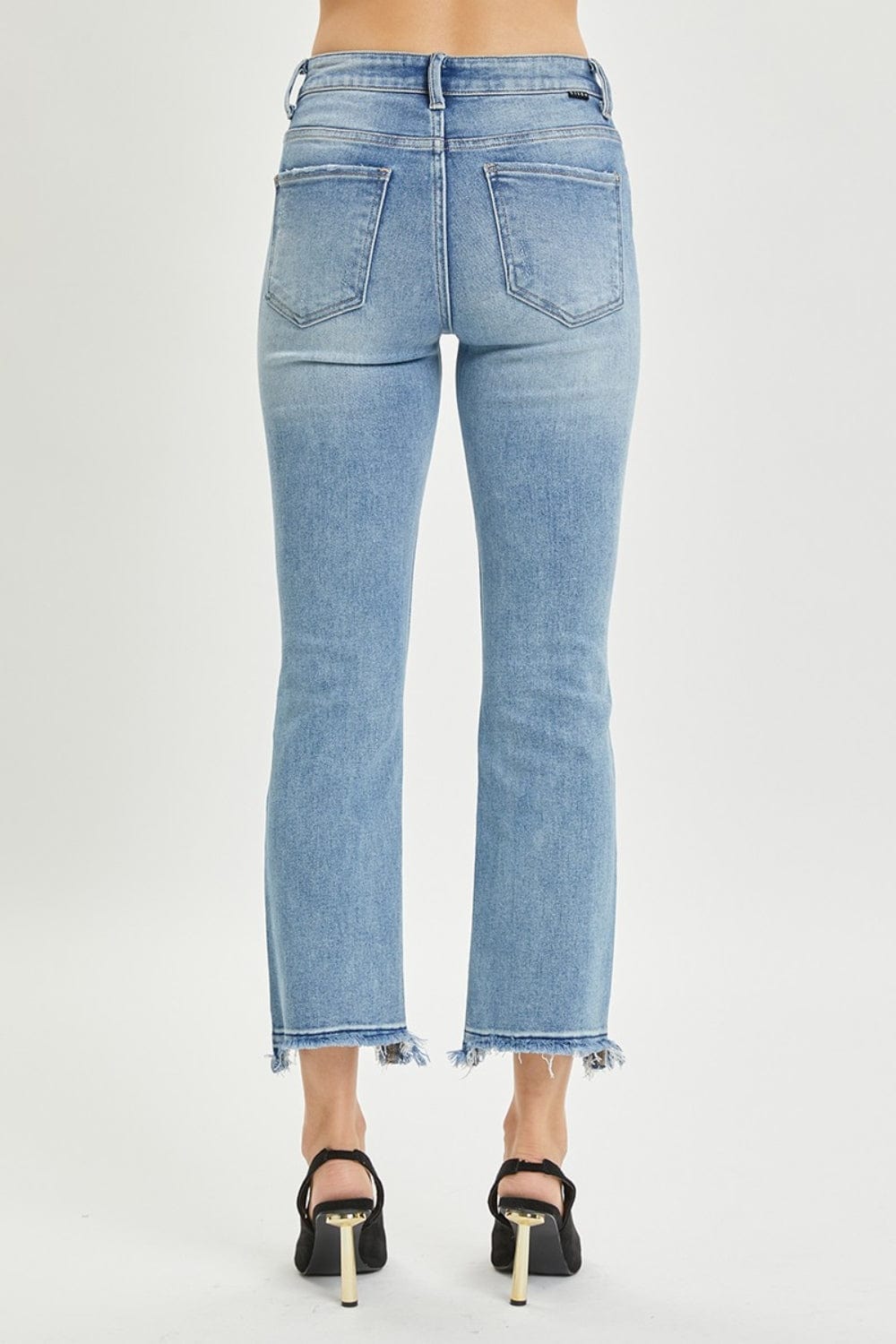 RISEN Full Size High Rise Distressed Cropped Straight Jeans - Trendsi