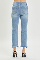 RISEN Full Size High Rise Distressed Cropped Straight Jeans - Trendsi