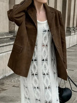 Lapel Collar Button Up Jacket - Trendsi - Flyclothing LLC