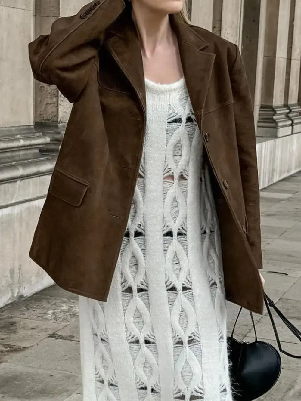 Lapel Collar Button Up Jacket - Trendsi - Flyclothing LLC