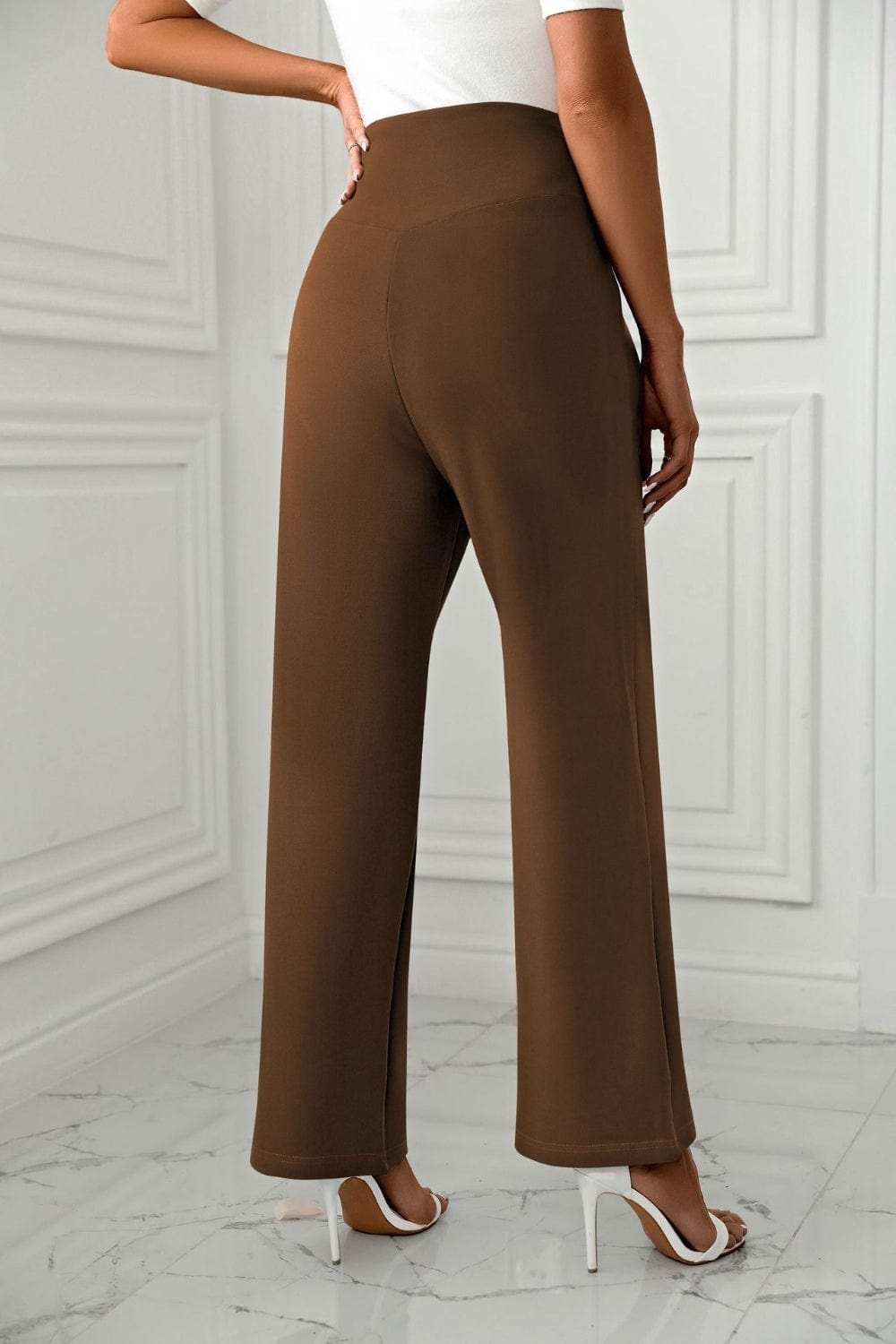 High Waist Straight Leg Pants - Trendsi - Flyclothing LLC