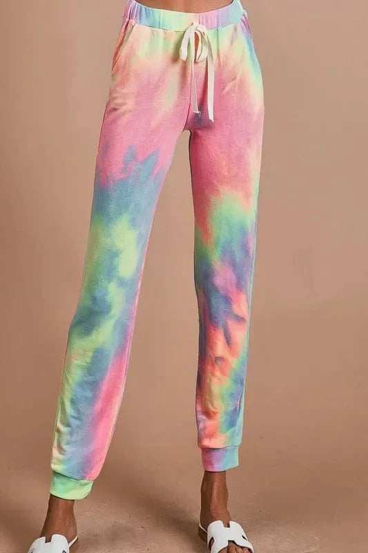 BiBi Tie Dye French Terry Casual Pants - Trendsi - Flyclothing LLC