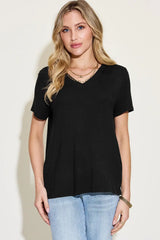 Basic Bae Full Size V-Neck High-Low T-Shirt - ShopBasicbae - Flyclothing LLC