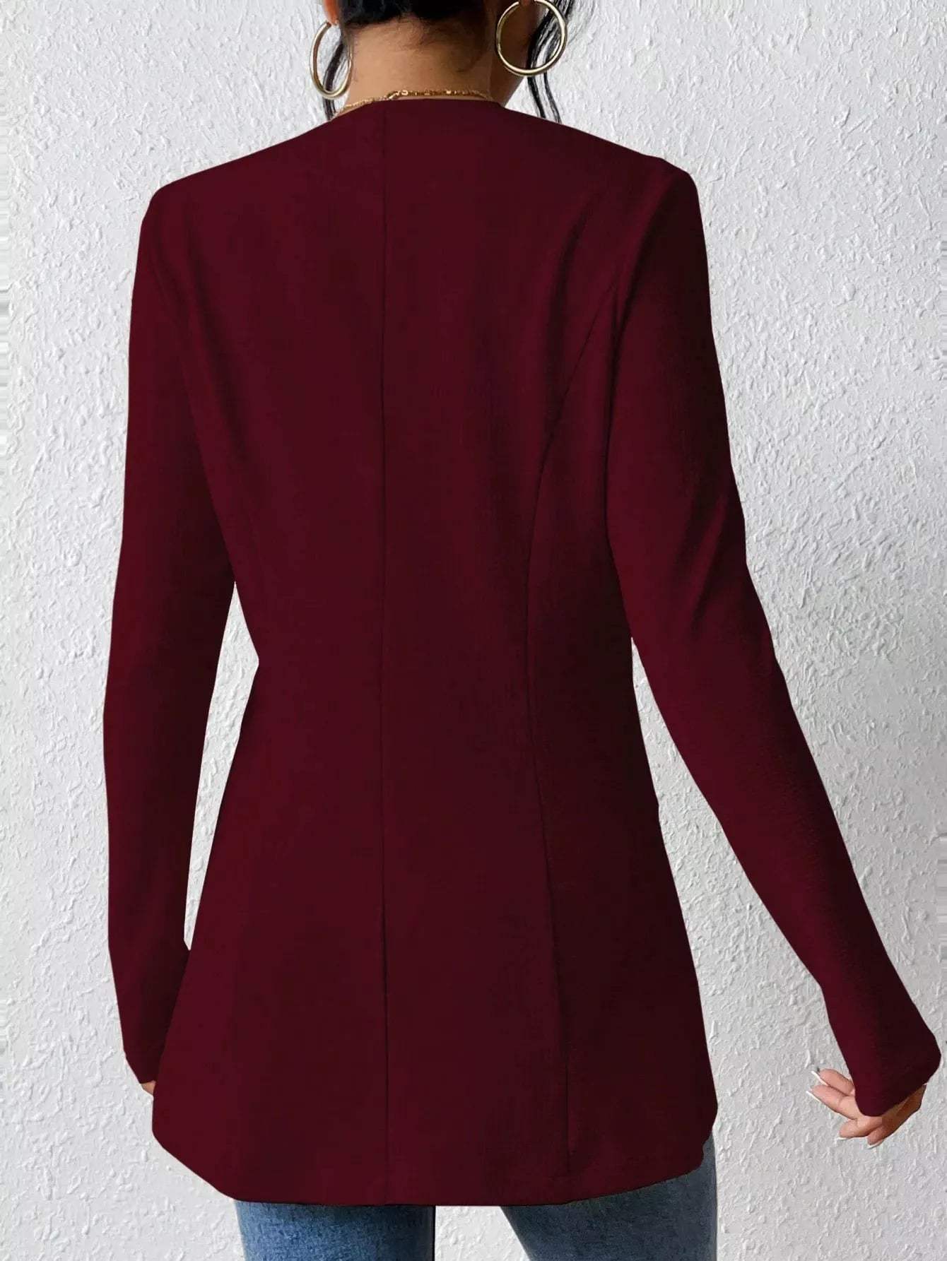 One Button Long Sleeve Blazer - Trendsi - Flyclothing LLC