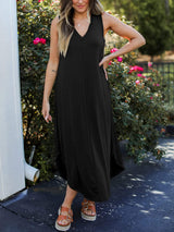 Full Size V-Neck Midi Tank Dress - Trendsi - Flyclothing LLC