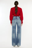 Kancan Distressed High Waist Bootcut Jeans - Trendsi