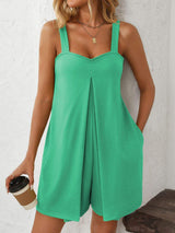 Mandy Sweetheart Neck Wide Strap Romper with Pockets - Trendsi - Flyclothing LLC