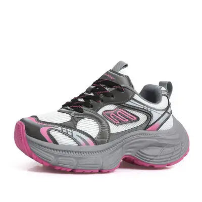 Letter Lace-Up Round Toe Athletic Shoes - Trendsi - Flyclothing LLC