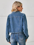 Button Up Long Sleeve Denim Jacket - Trendsi