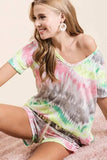 BiBi Tie Dye Print Shorts With Twill Tape Drawstring - Trendsi - Flyclothing LLC
