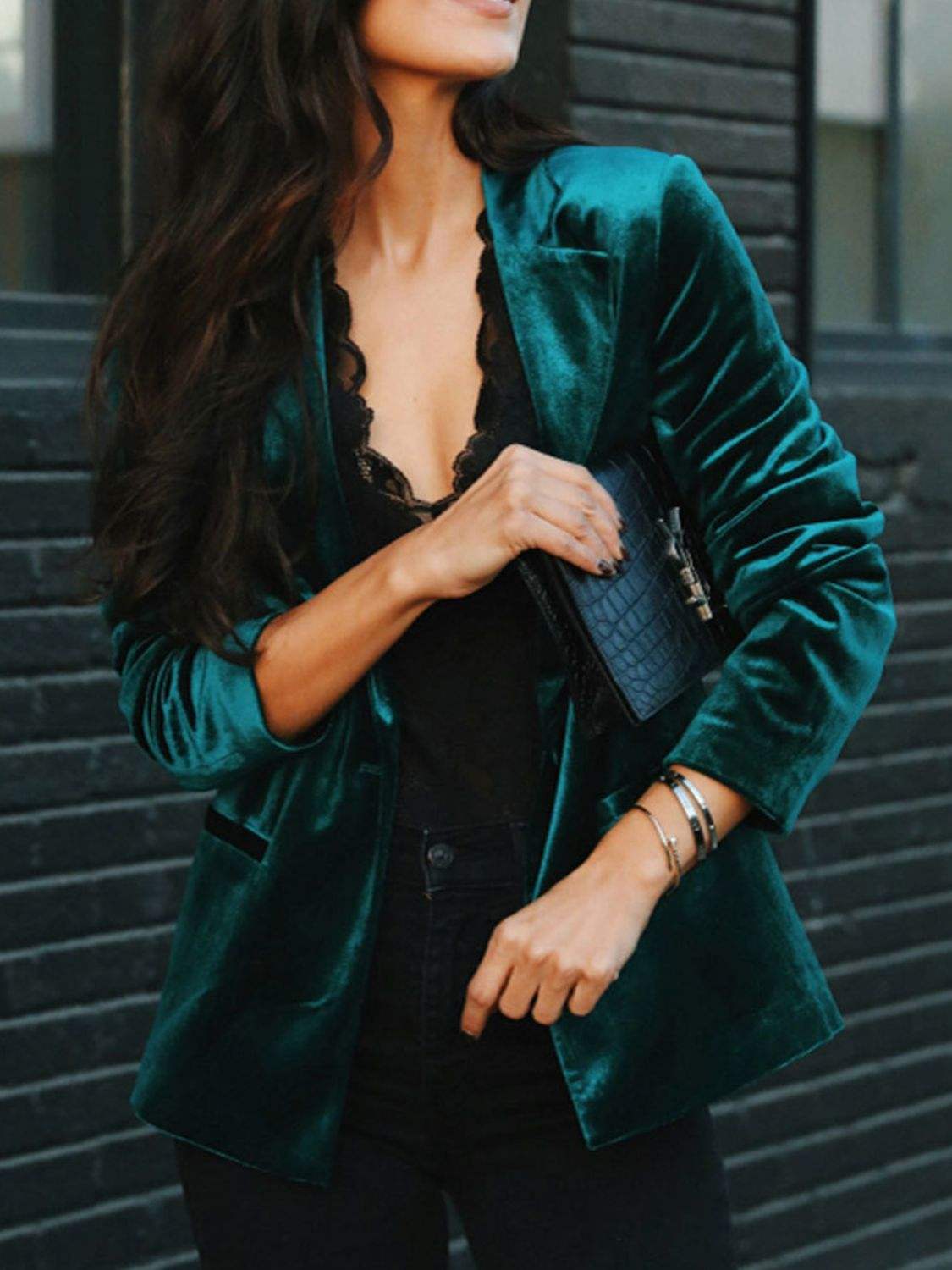 Button Up Lapel Collar Blazer - Trendsi - Flyclothing LLC