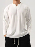 Men's Plus Size Notched Long Sleeve Top - Trendsi
