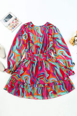 Printed Flounce Sleeve Mini Dress - Trendsi - Flyclothing LLC