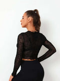 Round Neck Long Sleeve Sheer Top - Trendsi - Flyclothing LLC