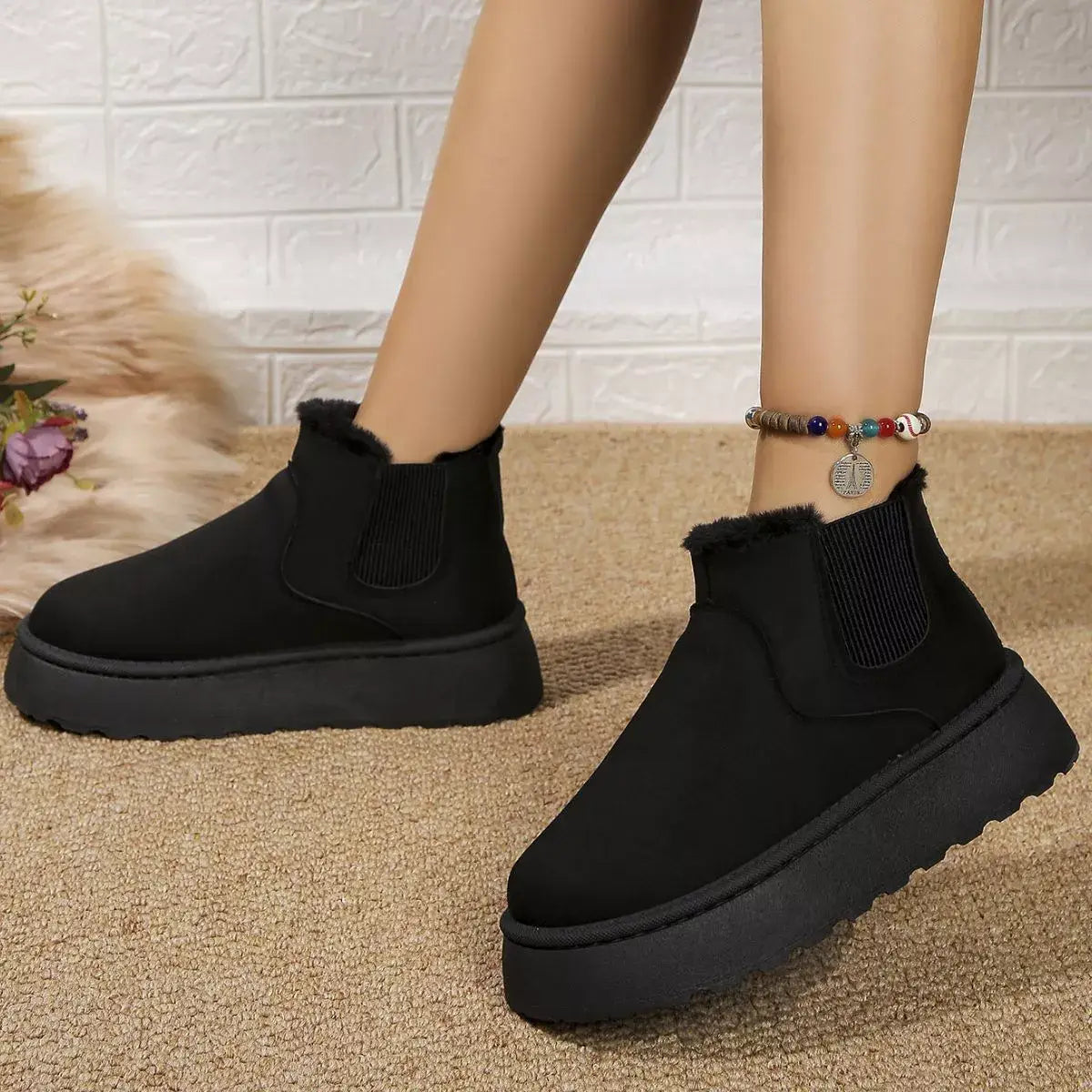 Round Toe Platform Ankle Boots - Trendsi - Flyclothing LLC