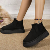 Round Toe Platform Ankle Boots - Trendsi - Flyclothing LLC